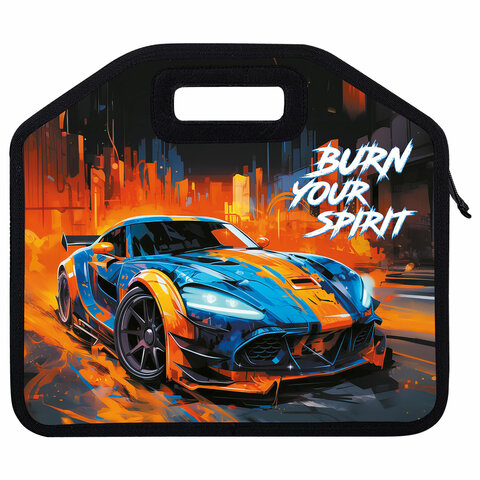 Папка-сумка ЮНЛАНДИЯ, 1 отделение, фетровые ручки, 34х30х11 см, "Race car", 273382 - фото 2