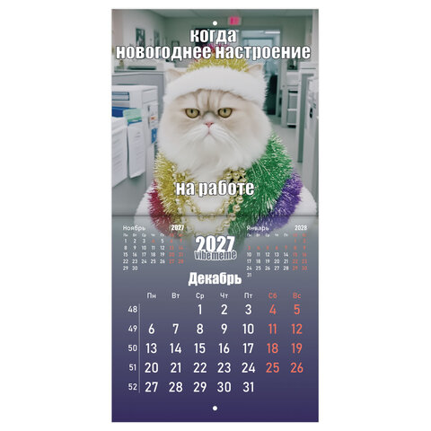 Календарь настенный перекидной 2027 г., BRAUBERG, 12 листов, 21,4х42,8 см, МИНИ, "Vibe meme", 118438 - фото 15