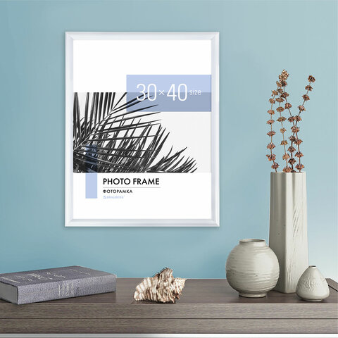 Рамка 30х40 см небьющаяся, багет 17,5 мм, пластик, BRAUBERG "Colorful", белая, 391242 - фото 7