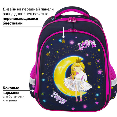 Ранец BRAUBERG KIDS STANDARD, 2 отделения, "Moon girl", 36х28х14 см, 271387 - фото 13
