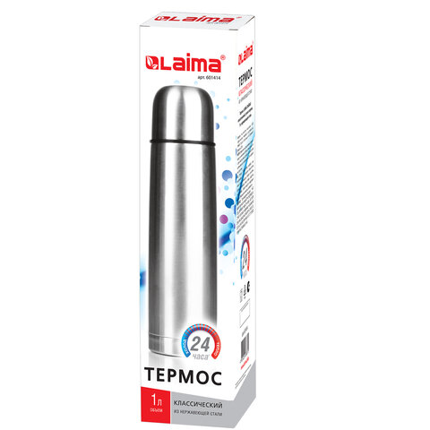 Термос LAIMA классический с узким горлом, 1 л, нержавеющая сталь, 601414 - фото 3