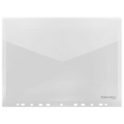 Папка-конверт с перфорацией А4, BRAUBERG "UNIVERSAL", КОМПЛЕКТ 10 шт., прозрачная, 0,15 мм, 273078 - фото 3