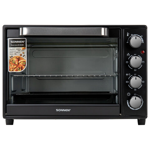Мини-печь электрическая SONNEN EO-HL38K, 2000 Вт, 38 л, 3 режима нагрева, режим конвекции, таймер, механическое управление, черная, 458306 - фото 2