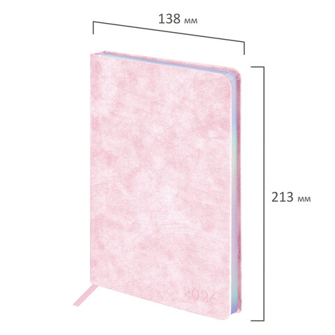 Ежедневник датированный 2026 А5 138х213 мм, BRAUBERG "Ice", под кожу, розовый, 117390 - фото 2