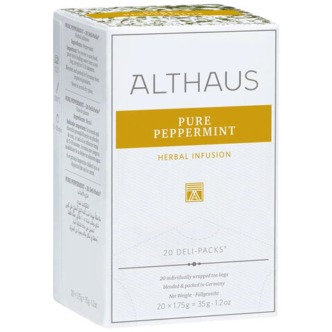 Чай ALTHAUS "Pure Peppermint" травяной, 20 пакетиков в конвертах по 1,75 г, ГЕРМАНИЯ, TALTHB-DP0037 - фото 5