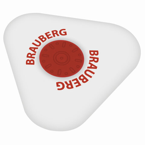 Ластик BRAUBERG "Universal", 45х45х10 мм, белый, треугольный, красный пластиковый держатель, 222473 - фото 2