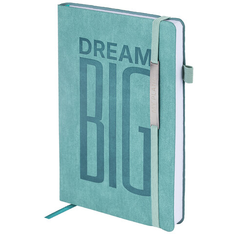 Ежедневник недатированный А5 138х213 мм BRAUBERG "BeStyle", под кожу, резинка, держатель, 160 л., сине-зеленый, 116218 - фото 1