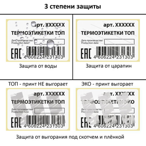 Термоэтикетки ТОП, 100х50 мм, 500 этикеток в ролике, ЗАЩИТА от влаги, царапин, VITRANA (ВИТРАНА), 118608 - фото 7