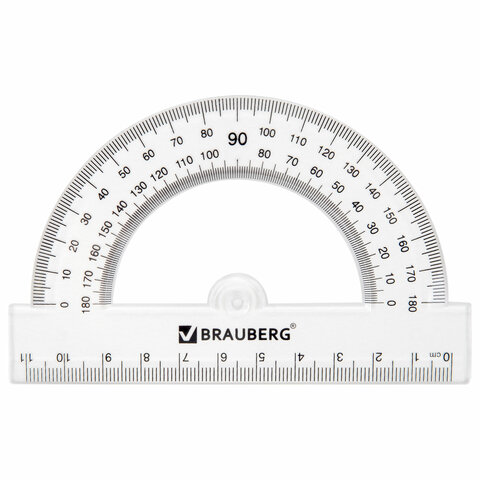 Набор чертежный BRAUBERG (линейка 20 см, 2 треугольника, транспортир), прозрачный, 210853 - фото 4