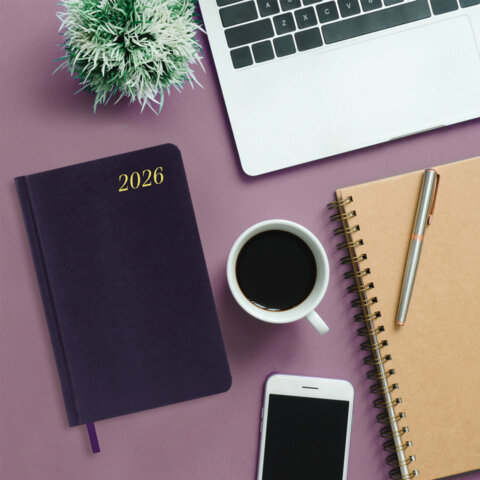 Ежедневник датированный 2026 А5 138x213 мм, BRAUBERG "Iguana", под кожу, темно-фиолетовый, 117059 - фото 13