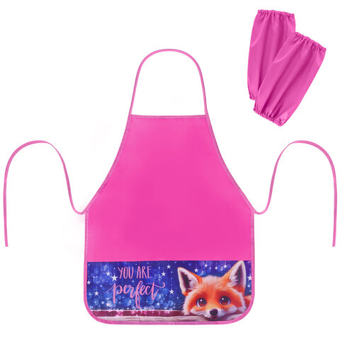 Накидка фартук с нарукавниками для труда BRAUBERG, 3 кармана, 46x54 см, "Cute fox", 272445 - фото 1