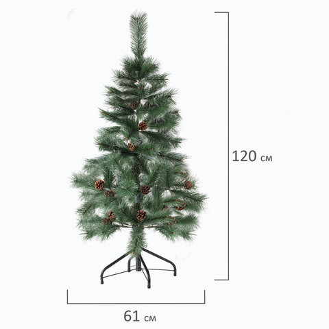 Ель новогодняя искусственная "Velvet Pinewood" 120 см, с инеем и шишками, ПВХ, ЗОЛОТАЯ СКАЗКА, 591702 - фото 6
