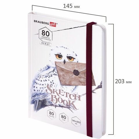 Скетчбук, белая бумага 80 г/м2, 145х203 мм, 80 л., резинка, твердый, BRAUBERG ART DEBUT "Хогвартс", 114581 - фото 7