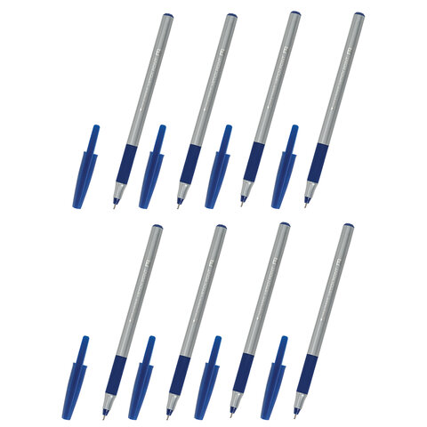 Ручки шариковые с грипом BRAUBERG "i-STICK POINT", НАБОР 6+2 ШТ., СИНИЕ, линия письма 0,35 мм, блистер, 144026 - фото 9
