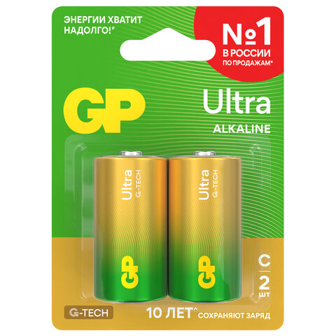Батарейки КОМПЛЕКТ 2 шт., GP Ultra G-Tech, С (LR14, 14А), алкалиновые, блистер, 14AU-2CR2 - фото 4