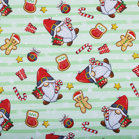 Бумага упаковочная мелованная BIG SIZE новогодняя "Гномики", 0,7х10 м, ЗОЛОТАЯ СКАЗКА, 592195 - фото 5