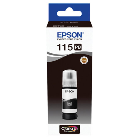 Чернила EPSON 115 (C13T07D14A) для СНПЧ L8160/L8180, черные фото, объем 70 мл, ОРИГИНАЛЬНЫЕ - фото 1