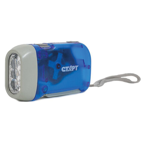 Динамо-фонарь аккумуляторный СТАРТ 3хLED, заряд от движения рычагом, LDE 701-B1, 12251 - фото 1