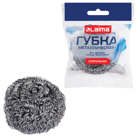 Губка (мочалка) металлическая спиральная 15 г, для посуды, гриля, плиты, LAIMA (ЛАЙМА), 700061 - фото 1