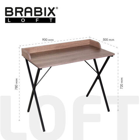 Стол на металлокаркасе BRABIX "LOFT CD-008", 900х500х780 мм, цвет морёный дуб, 641863 - фото 8