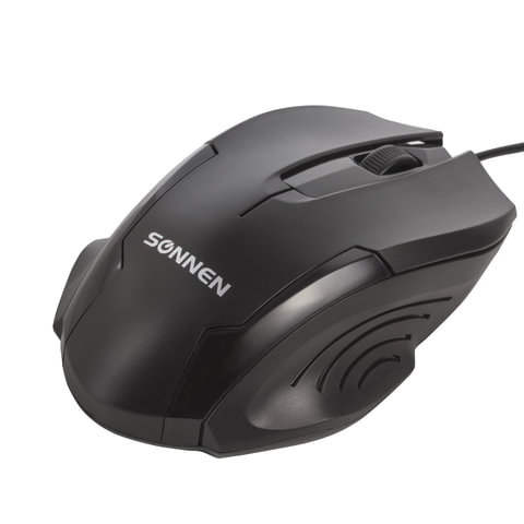 Мышь проводная SONNEN М-713, USB, 1000 dpi, 2 кнопки + колесо-кнопка, оптическая, черная, 512637 - фото 2