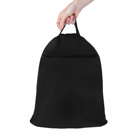 Мешок для обуви BRAUBERG БОЛЬШОЙ, с ручкой, карман на молнии, сетка, 49х41 см, "Total Black", 273453 - фото 4