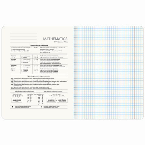 Тетрадь предметная КЛАССИКА ПРИРОДА 48 л., обложка картон, МАТЕМАТИКА, клетка, подсказ, BRAUBERG, 405095 - фото 2