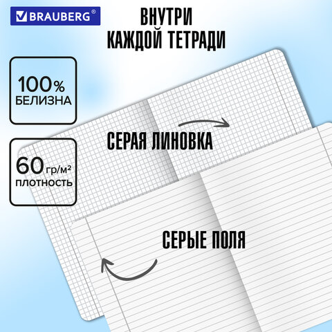 Тетради предметные, КОМПЛЕКТ 12 ПРЕДМЕТОВ, 48 л., матовая ламинация, BRAUBERG "SHADOWS", 405176 - фото 21