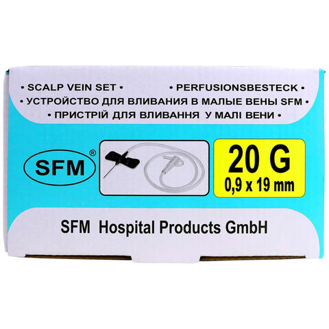 Иглы-бабочки для вливания в малые вены SFM 0,9 х 19 - 20G, КОМПЛЕКТ 100 штук, LUER - фото 4