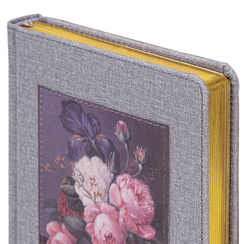 Ежедневник датированный 2026 А5 138х213 мм, BRAUBERG "ArtGallery", под кожу, нашивка, серый, 117406 - фото 4