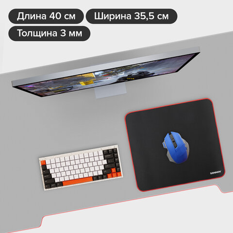 Коврик компьютерный для мыши большой SONNEN "CYBER OUTLAW", ткань + резина, 400х355х3 мм, 513616 - фото 11