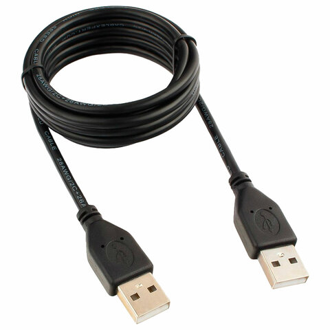 Кабель USB 2.0 AM-AM, 1,8 м, CABLEXPERT, двойной экран, медь, Pro, черный, пакет, CCP-USB2-AMAM-6 - фото 1