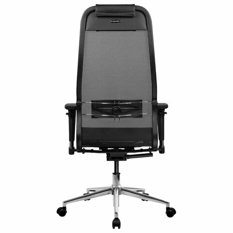 Кресло МЕТТА "ErgoLife" 10 B1-104D, хром, синхромеханизм, 2D-подлокотники, прочная сетка, черное - фото 6
