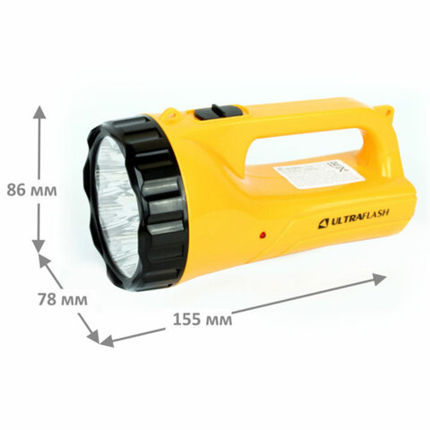 Фонарь аккумуляторный ULTRAFLASH 9хLED+12хLED, 2 режима, выдвижная вилка, заряд от сети, LED3816SM - фото 6