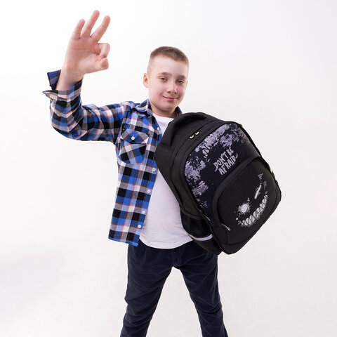 Рюкзак BRAUBERG SOFT, 2 отделения, 3 кармана, "Don't be afraid", СВЕТЯЩИЙСЯ, 40х31х15 см, 271364 - фото 10