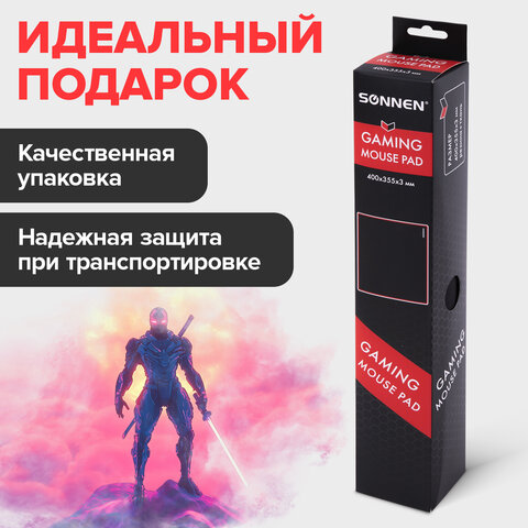 Коврик компьютерный для мыши большой SONNEN "CYBER OUTLAW", ткань + резина, 400х355х3 мм, 513616 - фото 12