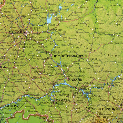 Карта России физическая 116х80 см, 1:7,5М, с ламинацией, интерактивная, в тубусе, BRAUBERG, 112394 - фото 3