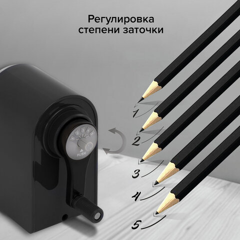 Точилка механическая BRAUBERG "STYLE", для ч/гр и цветных карандашей (в том числе утолщенных), крепление к столу, корпус черный, 228482 - фото 19