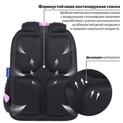 Рюкзак BRAUBERG SOFT, 2 отделения, 3 кармана, "I love coffee", СВЕТЯЩИЙСЯ, 40х31х15 см, 270611 - фото 13