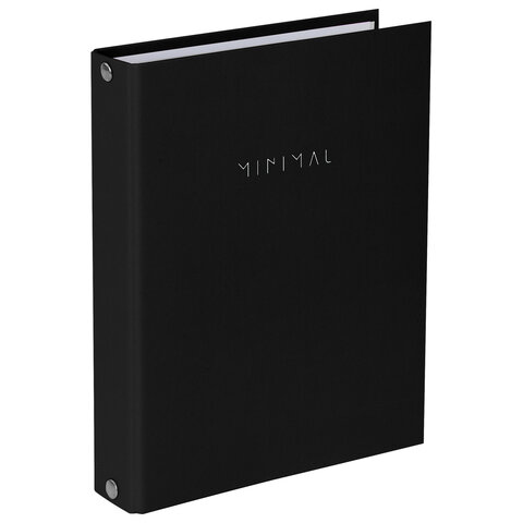 Тетрадь на кольцах А5 175х215 мм, 120 л., твердый картон, клетка, BRAUBERG "Minimal black", 404713 - фото 1