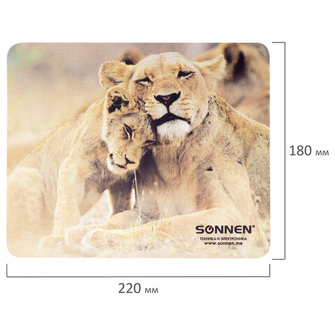 Коврик для мыши SONNEN "LIONS", резина + ткань, 220х180х3 мм, 513310 - фото 6