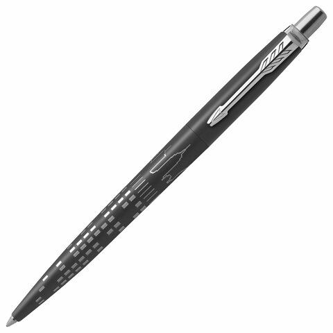 Ручка шариковая PARKER "Jotter New York Black CT", корпус черный лак, детали из нержавеющей стали, синяя, 2187554 - фото 1