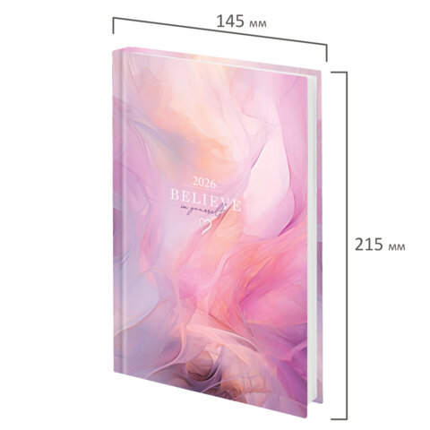 Ежедневник датированный 2026 145х215 мм, А5, STAFF, ламинированная обложка, "Delicate", 117330 - фото 2
