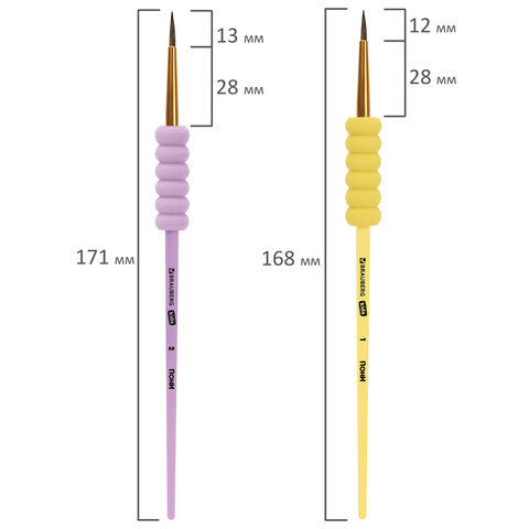 Кисти c EVA-вставкой ПОНИ набор 5 шт. (круглые №1, 2, 3, 4, 5), блистер, BRAUBERG KIDS, 201092 - фото 8