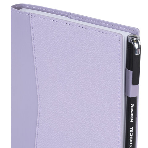 Ежедневник недатированный В6 130х185 мм BRAUBERG "Glam", под кожу, 160 л., сиреневый, 116221 - фото 4