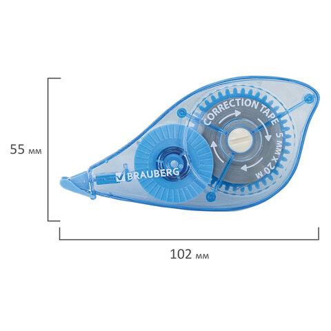 Корректирующая лента BRAUBERG PRO, 5 мм х 20 м, механизм перемотки, корпус синий, блистер, 272492 - фото 6