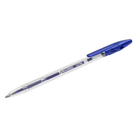 Ручки шариковые BRAUBERG "ULTRA", СИНИЕ, НАБОР 10 штук, корпус прозрачный, узел 1 мм, 143570 - фото 7