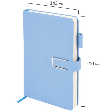 Ежедневник недатированный, А5, 143х210 мм, BRAUBERG "Dainty", под кожу, магнитная застежка, 160 л., голубой, 117144 - фото 2