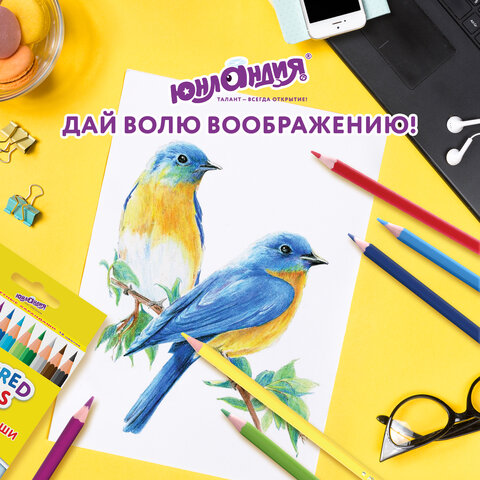 Карандаши цветные ЮНЛАНДИЯ "ДОМИКИ", 12 цветов, шестигранные, грифель 3 мм, 181836 - фото 12