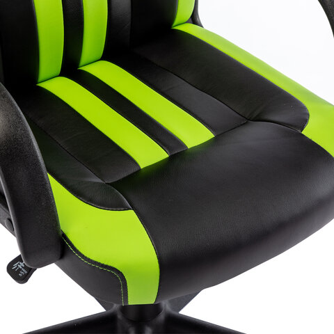 Кресло компьютерное BRABIX "Stripe GM-202", экокожа, черное/зеленое, 532511 - фото 8